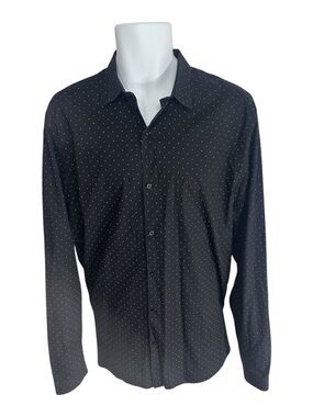 The Kooples Classic Black Micro Dot Button Up Shirt 100% Cotton Men’s Large